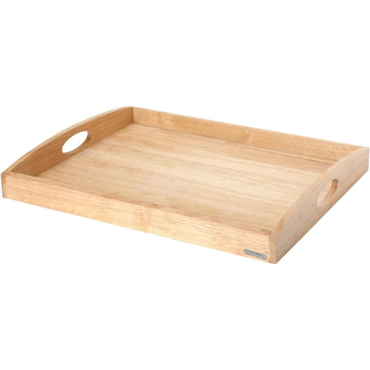 Continenta Tablett Rechteckig, Serviertablett, Holztablett, Dekotablett, Gummibaumholz, 54x42 cm, 3109