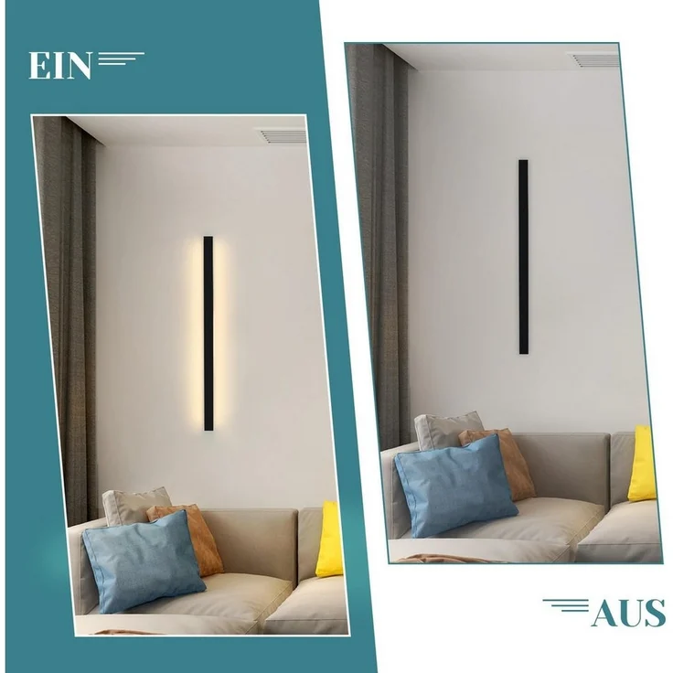 Nettlife LED Wandleuchte Schwarz Modern 60CM 21W Up Down innen Wandbeleuchtung, nicht dimmbar, LED fest integriert, Warmweiß, für Flur Treppenhaus Wohnzimmer Kinderzimmer Schlafzimmer – Bild 2