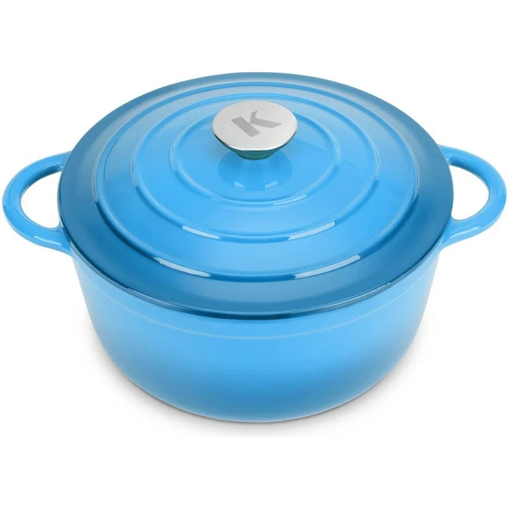 KLAMER Bräter Gusseisen Bräter 5 L, Gusseisen-Topf 25 cm backofengeeignet, Emaille …, Gusseisen, Exzellente Hitzeverteilung, Intensive Aromabildung, 5 Liter – Bild 5