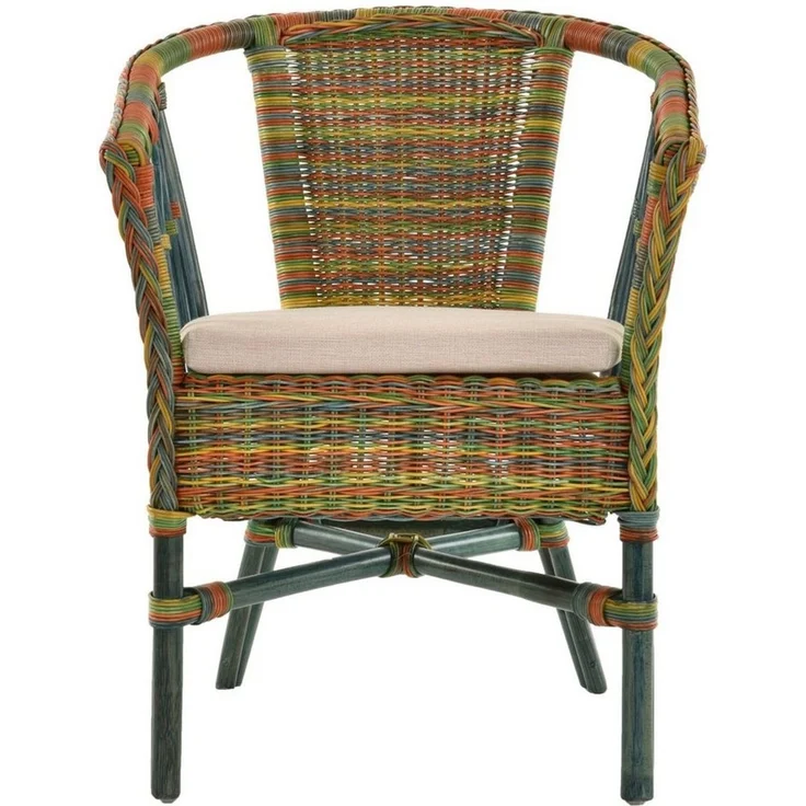 Krines Home Sessel Stapelbarer Rattansessel Bistro Sessel mit Armlehnen Flechtsessel (Sessel nach Auswahl ohne oder mit Polster), in Handarbeit geflochten, Rattanstuhl, Rattan Stuhl – Bild 1