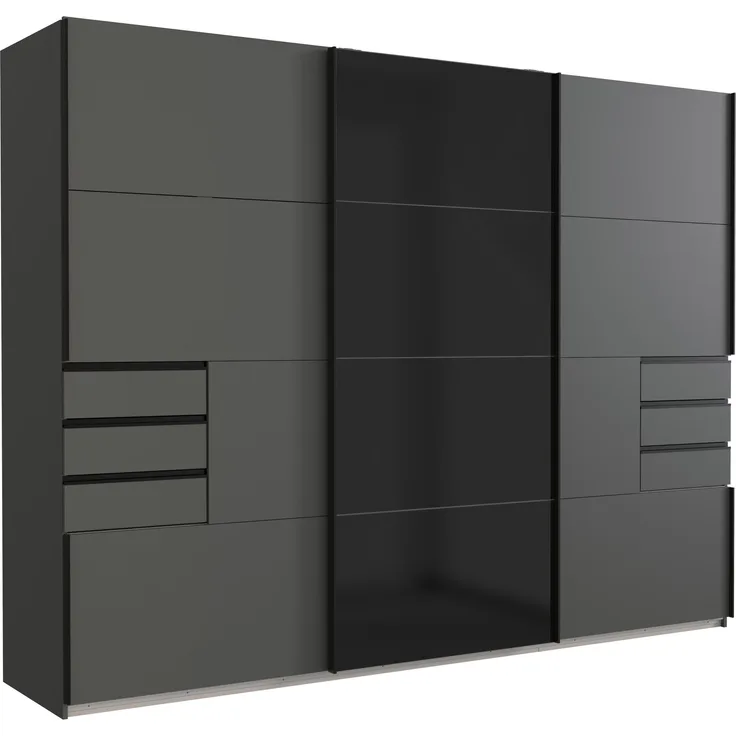 Schwebetürenschrank >BARCELONA< (BxH: 270x208 cm) in GRPAHIT + GLAS SCHWARZ