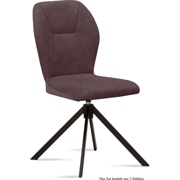 Esszimmerstuhl drehbar (2er-Set) Denyse 51x92x60 Schwarz/Braun
