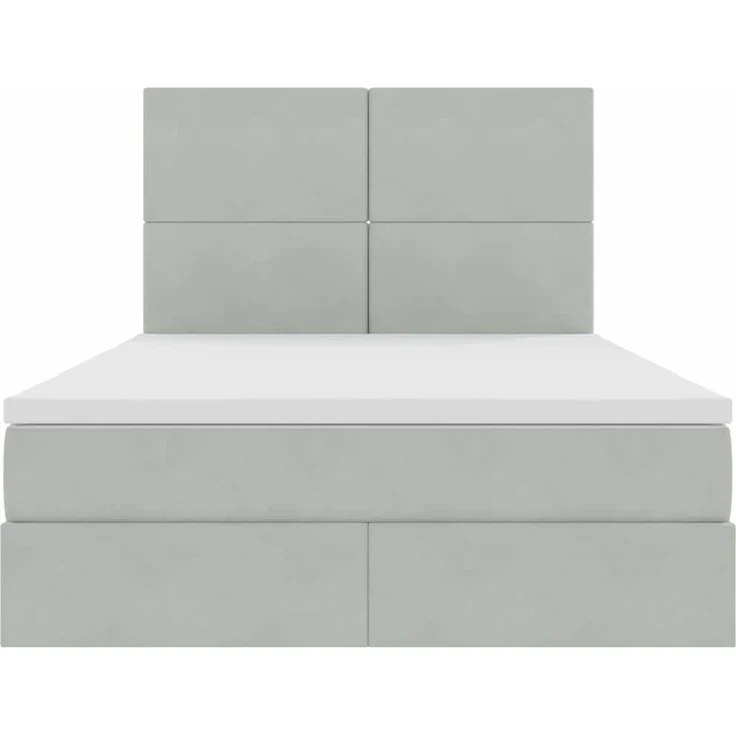 vidaXL Aufbewahrungsbett mit Matratze Hellgrau 140 x 190 cm Samt 3371967 – Bild 7