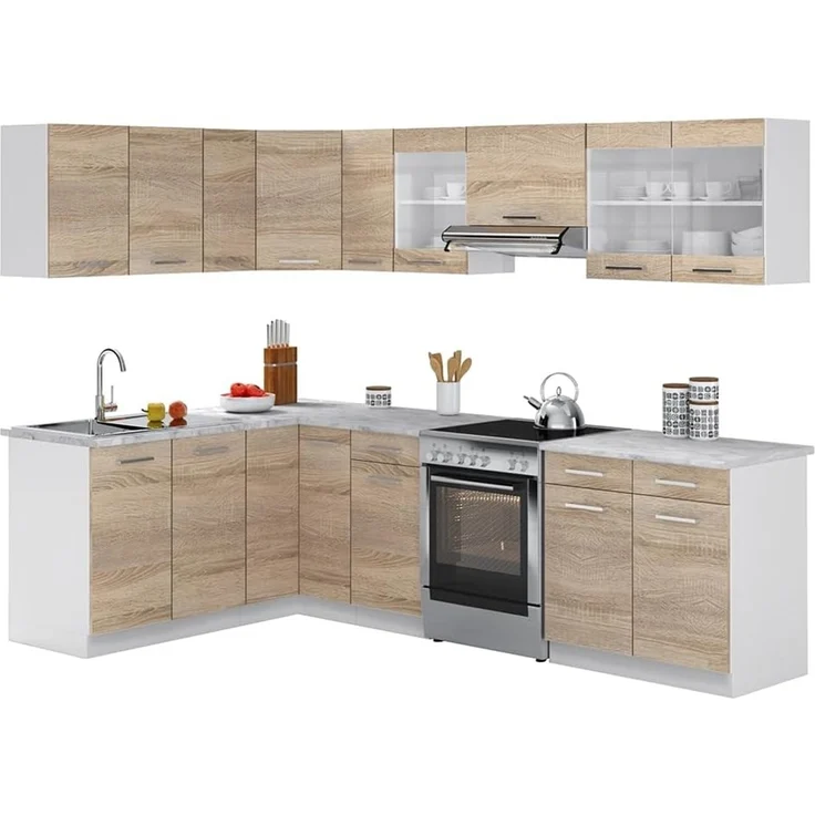 Eckküche Rick Sonoma/Weiß 270 x 60 cm , AP Marmor Vicco – Bild 8
