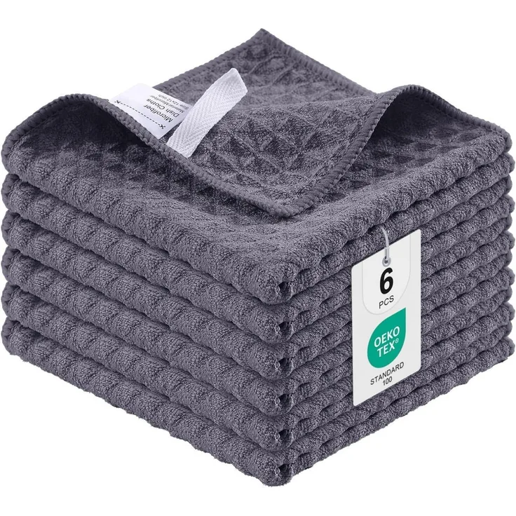 Moosfor Mikrofasertücher 6er-Set Saugfähige Fusselfrei Spültücher Küche 30 x 30