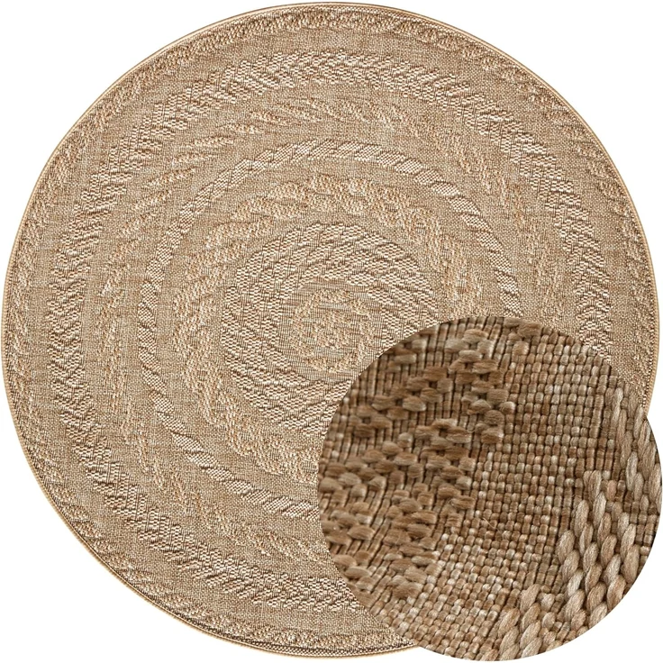 NORTHRUGS Teppich Almendro, rund, Höhe: 6 mm, Sisal Optik, Robust, Pflegeleicht, Flachgewebe – Bild 5