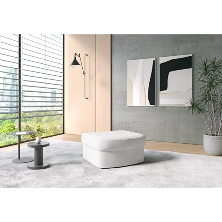 Cavadore Hocker Jawa / Bodennaher Polsterhocker in Nierenform / Ideal als Fußhocker oder Sitzgelegenheit / Passend zur Garnitur Jawa / 84 x 43 x 70 / Chenille, Beige – Bild 2
