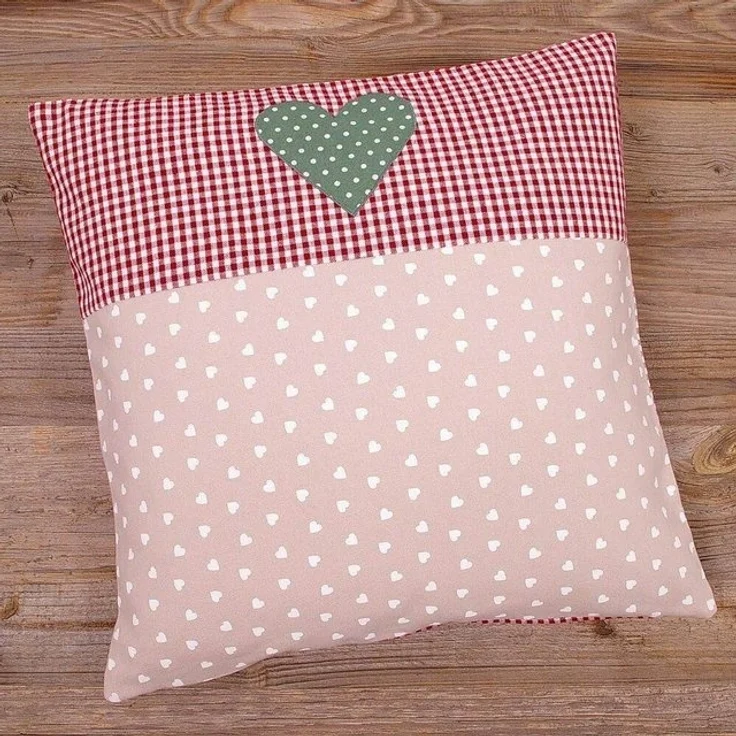 matches21 HOME & HOBBY Kissenbezüge Kissen-Bezug 40x40 cm Landhaus-Stil Herzen rosa rot Baumwolle, (1 Stück), Wohnzimmer Kissen-Hülle als Deko-Kissen Zier-Kissen Sofa-Kissen – Bild 2