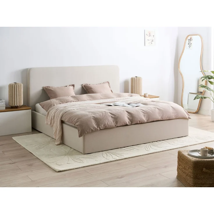 Bett mit Stauraum Stoff BRENON 180x200 cm Hellbeige – Bild 3