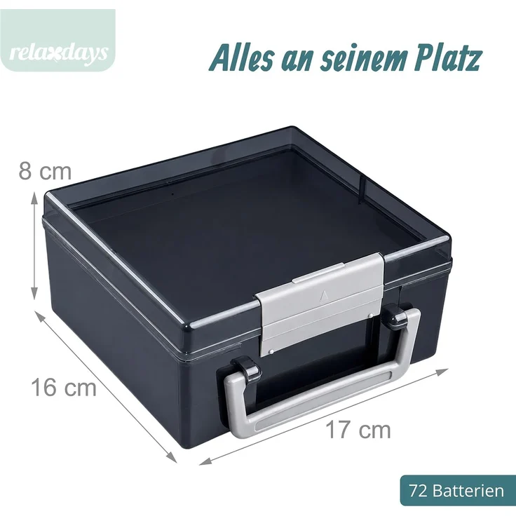 relaxdays Batteriebox für 72 Batterien (1 St), grau – Bild 5