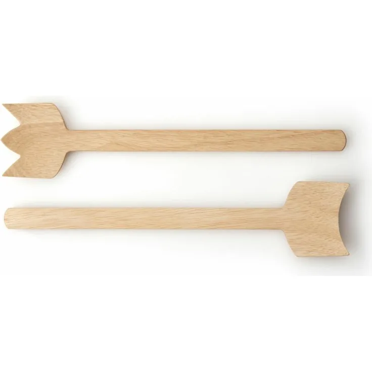 Continenta Salatbesteck Simple, 2-tlg, Salat Besteck, Salatgabel, Salatlöffel, Holzbesteck, Gummibaumholz, L 30 cm, 3229