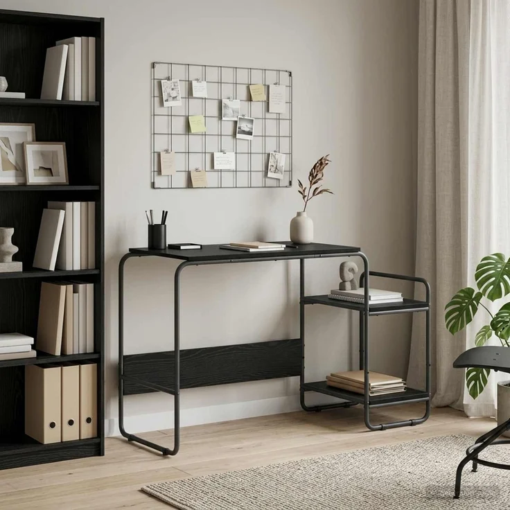 vidaXL Schreibtisch mit Stauraum Schwarz Eichen-Optik 8008050 – Bild 1