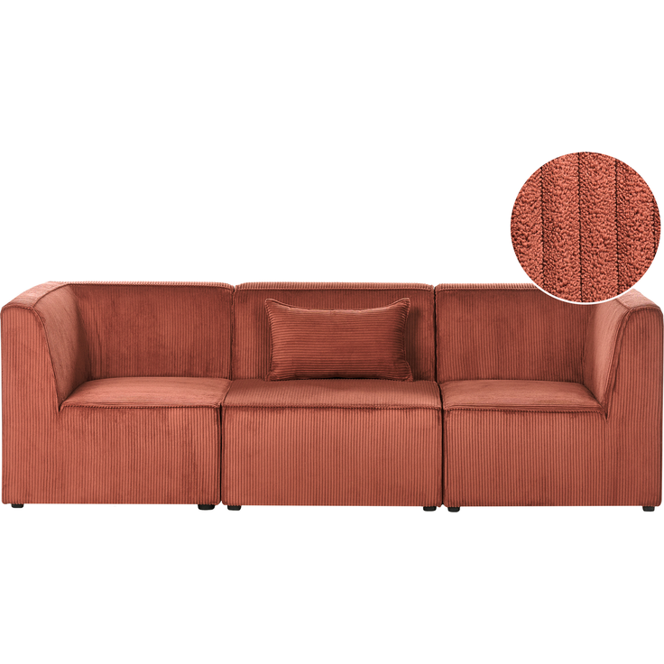 Modulsofa 3-Sitzer LEMVIG Cord Dunkelrot