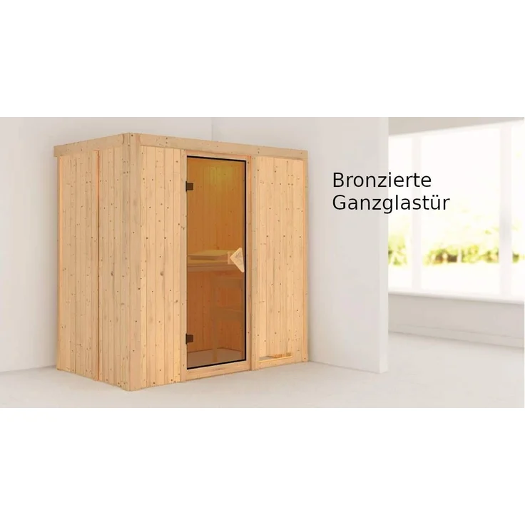 Karibu Sauna Variado + 9kW BIO-Kombiofen mit ext. Steuerung Easy Klarglas Ganzglastür – Bild 5