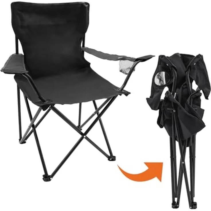 Spetebo Campingstuhl Sitzgruppe Tisch und 2 Stühle für Garten & Camping (3 tlg, 1 St), Outdoor Sitzgarnitur faltbar mit jeweils integriertem Getränkehalter – Bild 5