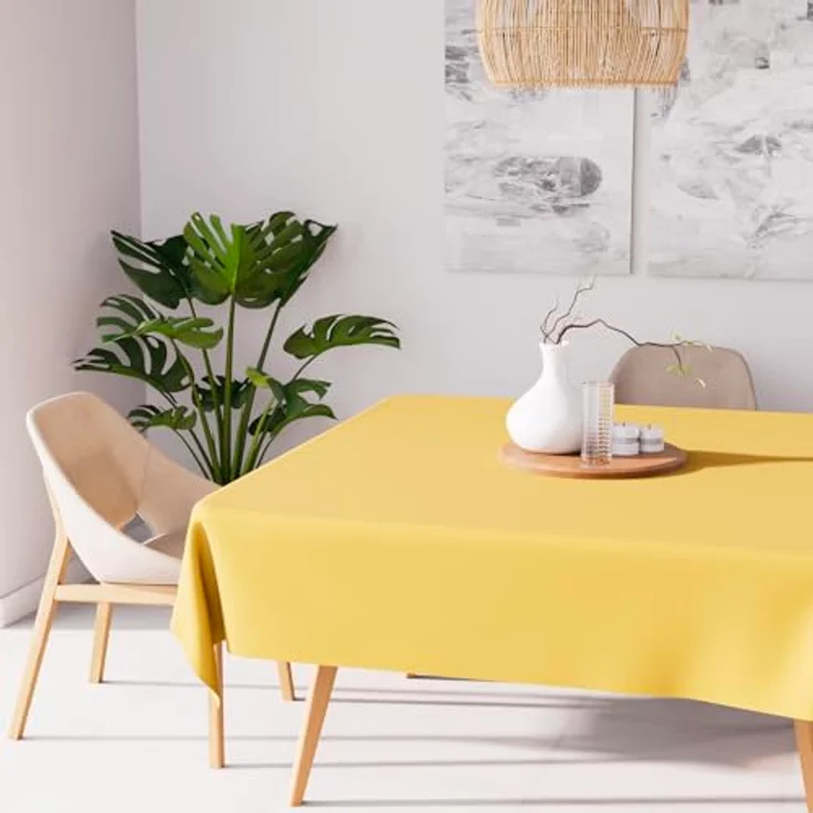 Soleil d'ocre, Tischdecke Fleckenschutz quadratisch 140X140 cm Alix Jaune – Bild 2