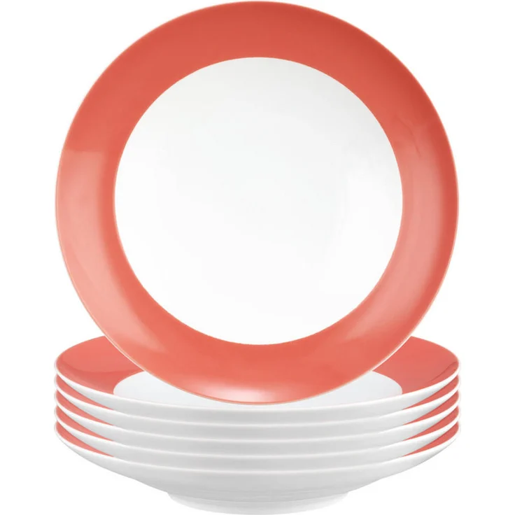 Seltmann Weiden Liberty Pure Colors Suppenteller, rund, 23,5 cm, rot, Porzellan, 6er Set, spülmaschinen- und mikrowellenfest