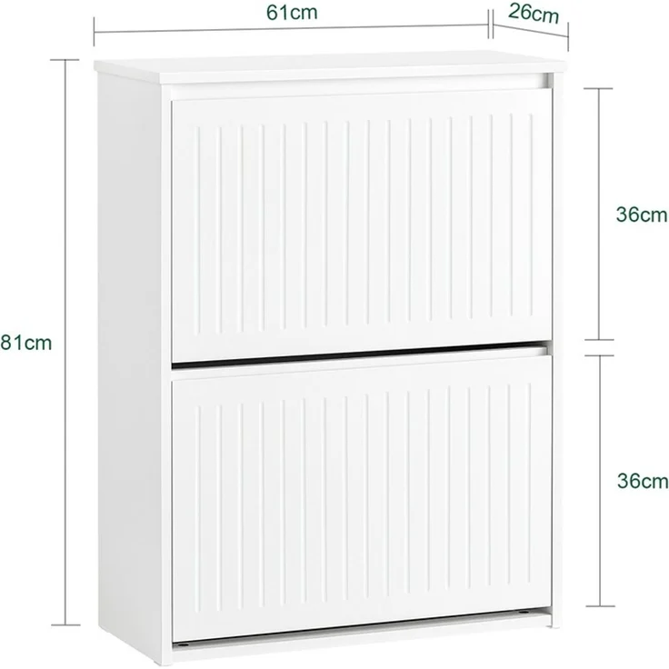 SoBuy FSR165-K-W Schuhschrank, MDF, Lackiert, Weiß, 61 x 81 x 26 cm – Bild 3