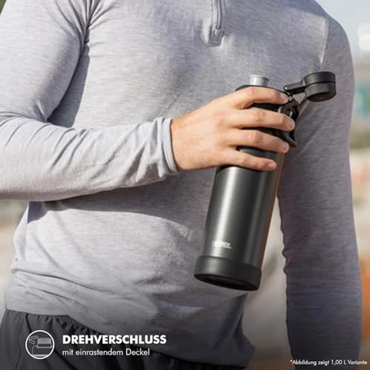 Thermos ULTRALIGHT MAX BOTTLE Trinkflasche 1 L, doppelwandige Edelstahl-Isolierung, auslaufsicher, ultraleicht, 24h kalt, 12h heiß, schwarz – Bild 6