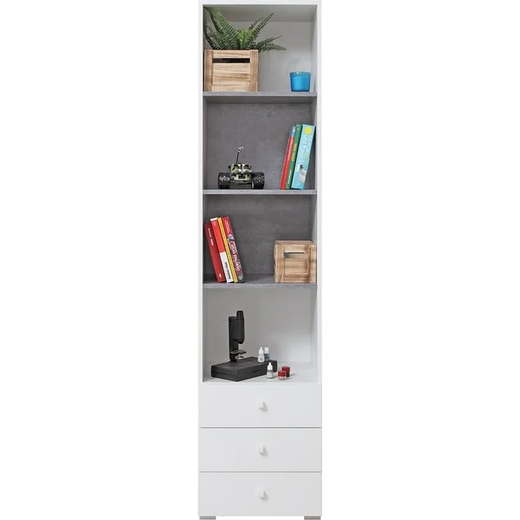 Lomadox Jugendzimmer-Set SEATTLE-133, (Sparset, 2-tlg), Eckkleiderschrank und Regal in Beton und weiß – Bild 3