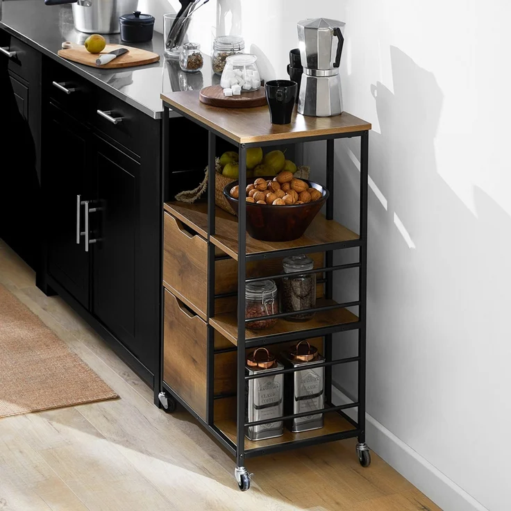SoBuy FKW111-PF Küchenwagen, Spanplatte, Melamin, Braun, 53 x 89 x 37 cm – Bild 7