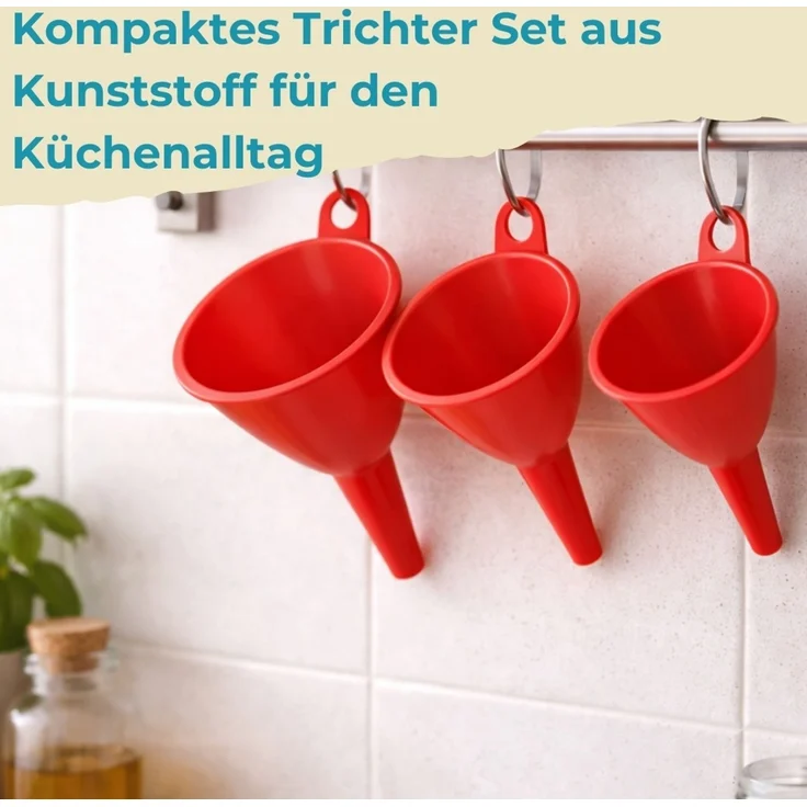 Trichter für die Küche Trichter klein Einfülltrichter 4er Set Trichterset Kunststoff Abfülltrichter Fülltrichter Küchentrichter Einfüllhilfe – Bild 2