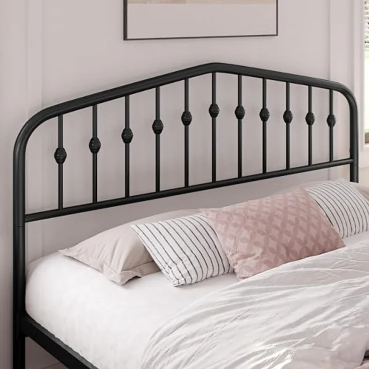 Yaheetech Bettrahmen 160x200 cm, Vintage Metallbett mit kronenförmigem Kopfteil, Stabiles Bettgestell Doppelbett aus Metall, Robust & Leichte Montage Gästebett Jugendbett Tagesbett, Schwarz – Bild 4