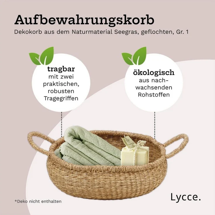Lycce Wäschebox Aufbewahrungskorb Gr. 1 Natur, Korb geflochten aus Seegras – Bild 1