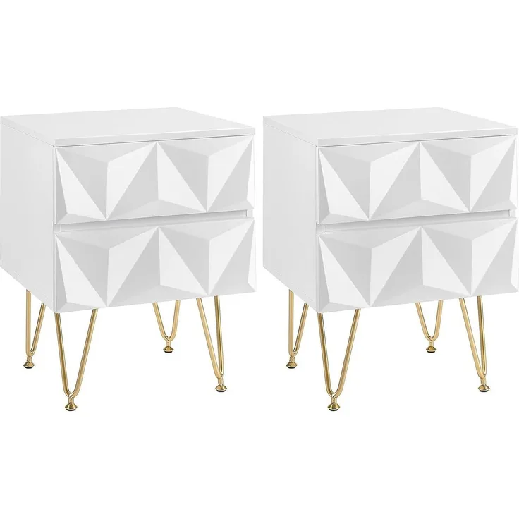 EUGAD Nachttisch (2-St, 2er Set), Nachtschrank mit 2 Schubladen