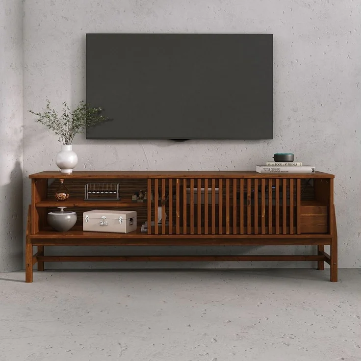 IDIMEX Lowboard ADAMO, Sideboard 145 cm aus Massivholz mit Lamellen-Schiebetür KastanieFinish – Bild 2