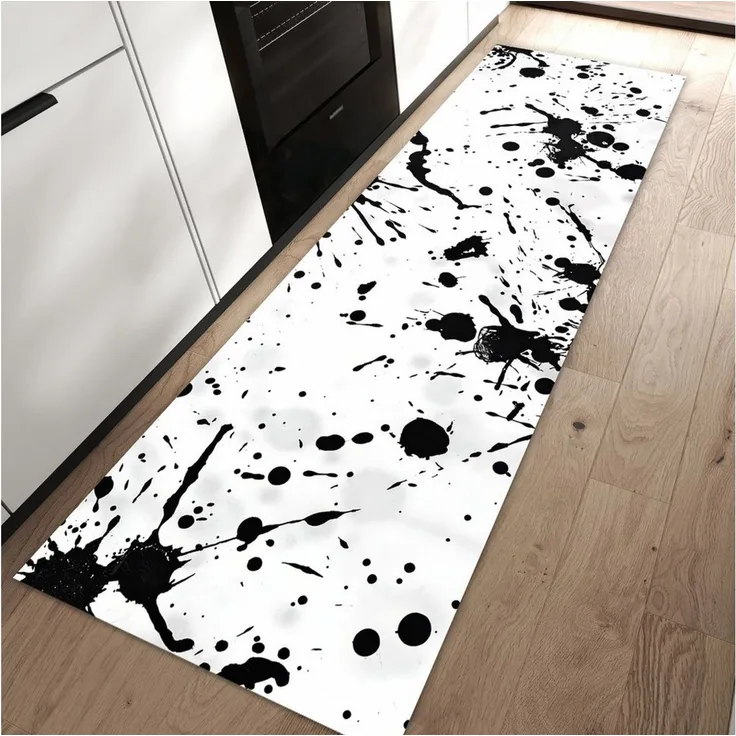 Primedeco Teppich Küchenteppich Farbkleckse PVC rutschfest abwaschbar Läufer, Rechteckig, Höhe: 3 mm, Pflegeleicht & Wasserabweisend