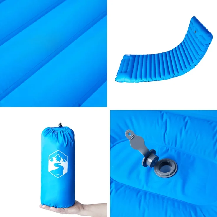 vidaXL Selbstaufblasende Isomatte mit Kissen Blau 4007120 – Bild 5