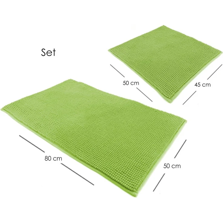 heimtexland Badematte Badvorleger Chenille Badteppich Duschvorleger, rutschhemmend beschichtet, Fußbodenheizung geeignet, schnell trocknend, strapazierfähig, fußbodenheizungsgeeignet, rutschfest, saugstark, Polyester, rechteckig, Set 45x50 / 50x80 cm, ... – Bild 2