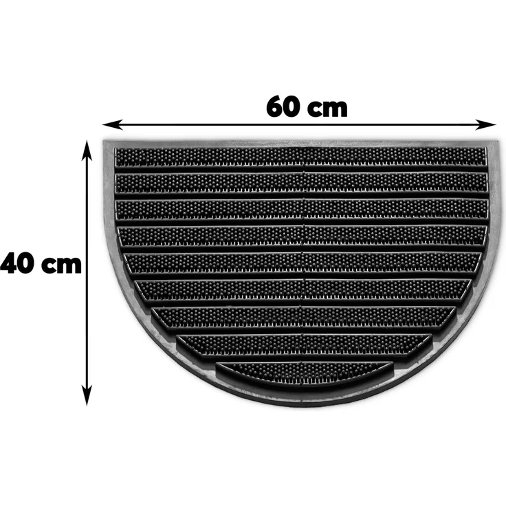 matches21 HOME & HOBBY Fußmatte Hartgummi Bürsten Fußmatte halbrund 40x60 cm schwarz, halbrund, Höhe: 10 mm, Wetterfeste Aussen-Bereich Türmatte als Outdoor Schmutzfangmatte – Bild 2