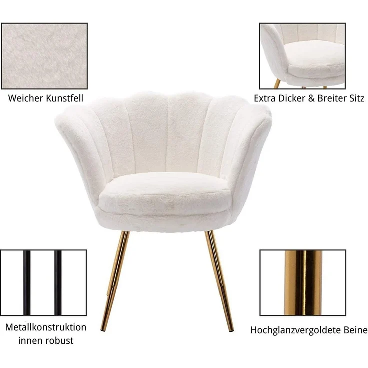 WAHSON OFFICE CHAIRS Loungesessel Sessel Weicher Samt Armlehnstuhl – Bild 4