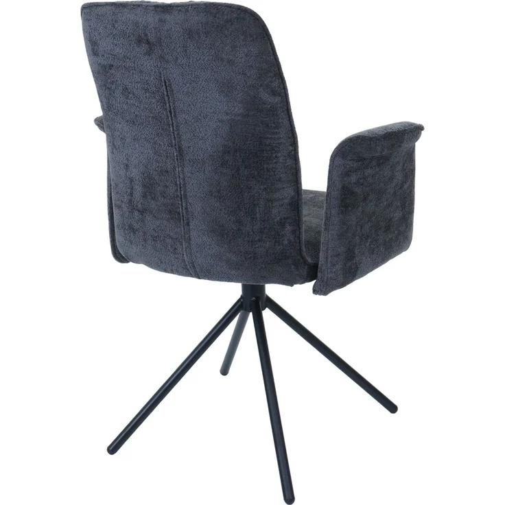 2er-Set Esszimmerstuhl HWC-N99, drehbar Armlehne Auto-Return, Stoff/Textil Chenille (340g/m²) ~ dunkelgrau – Bild 7