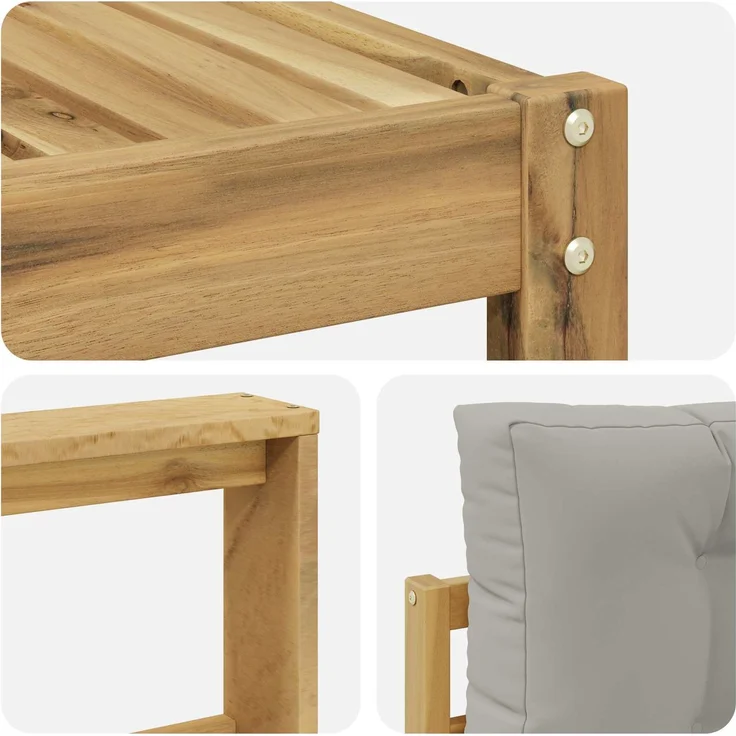 vidaXL Outdoor-Sofagarnitur 4 stk. Weiß und Hellgrau Polyester 3386275 – Bild 5