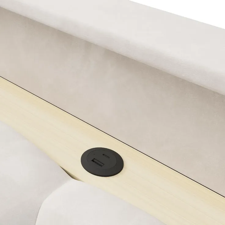 Polsterbett mit Stauraum, RGB LED-Streifen, Lattenrost, Regal, Aufbewahrung, USB und Type-C, gepolsterter Kopfteil, 180x200 cm, Stauraumbett, Samt – Bild 10