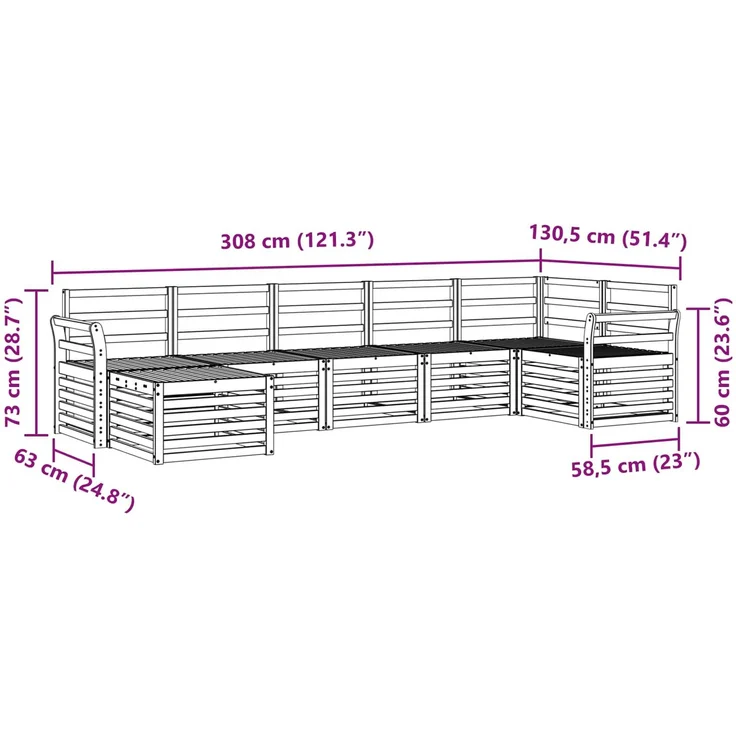 vidaXL Outdoor-Sofagarnitur 7 stk. 6-Sitzer Natur Massivholz Akazie 3375169 – Bild 10