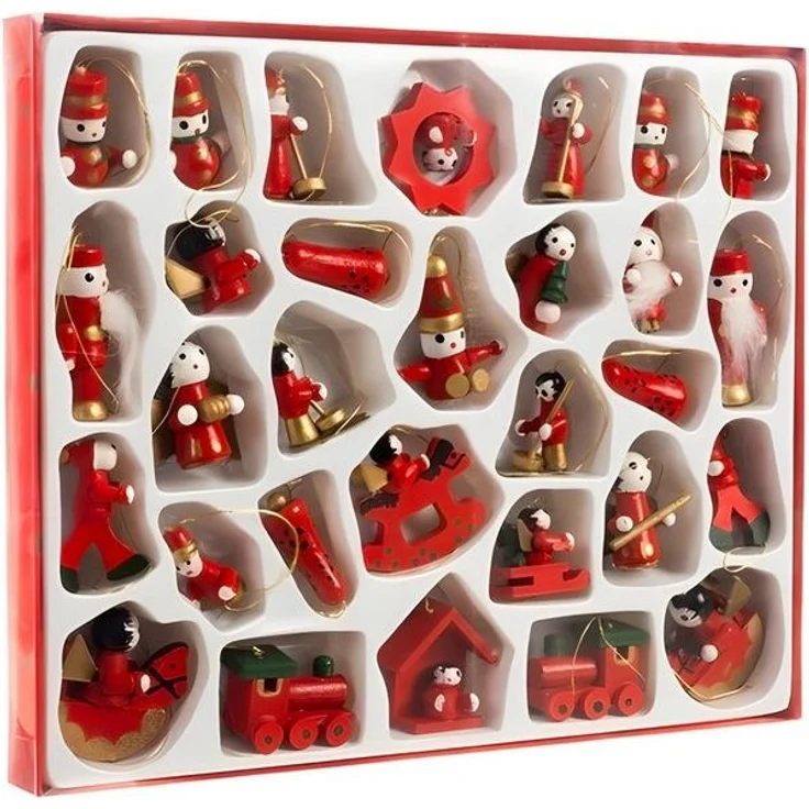 Ruhhy Weihnachtsbaumkugel Holzanhänger Weihnachtsdeko Weihnachts Anhänger (30 St), Leicht, bruchsicher, 30-teilig, verschiedene Weihnachtsmotive – Bild 4