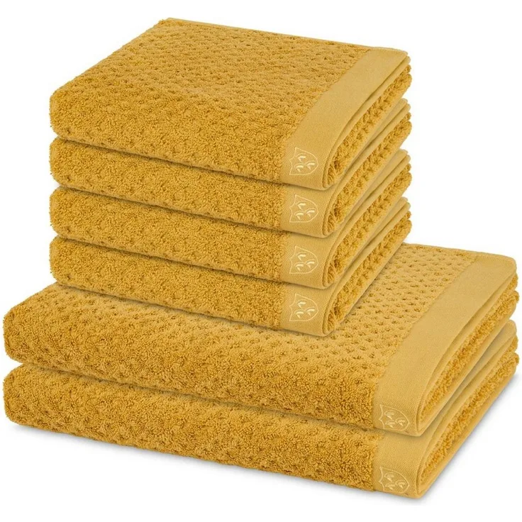Ross Harmony 6 tlg. Frottier-Set - 4 X Handtuch (50 X 100cm), 2 X Duschtuch (70 X 140cm) - 520 - Senf