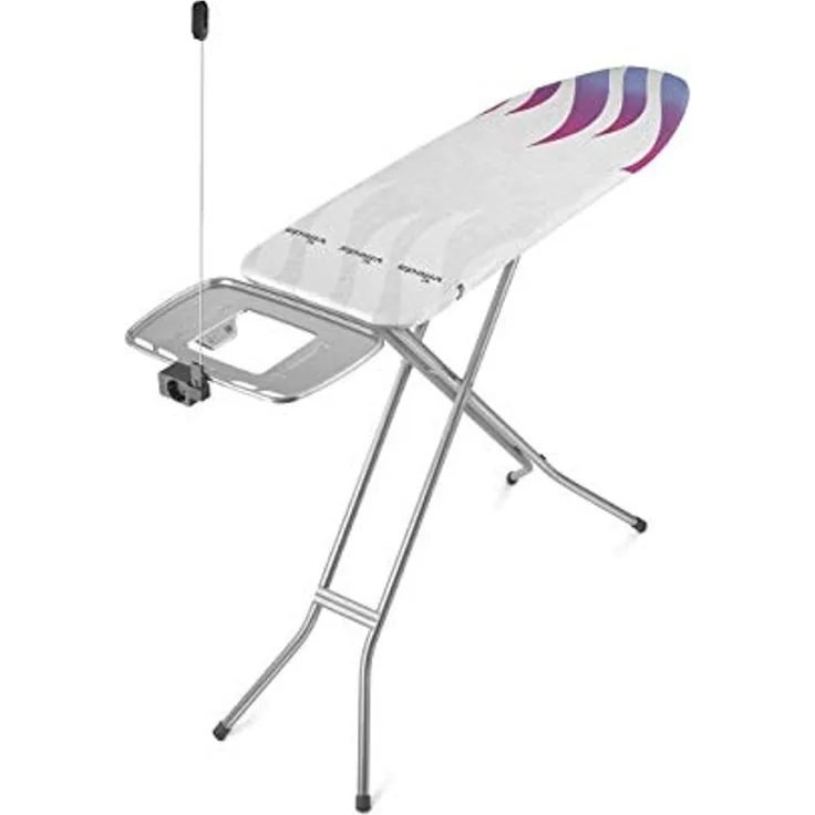Vileda Total Reflect M Plus Bügelbrett, Bügeltisch für Dampfbügelstation, Bügelfläche 120x38 cm, höhenverstellbar 75-96cm, Farbe Grau, Eco-Verpackung