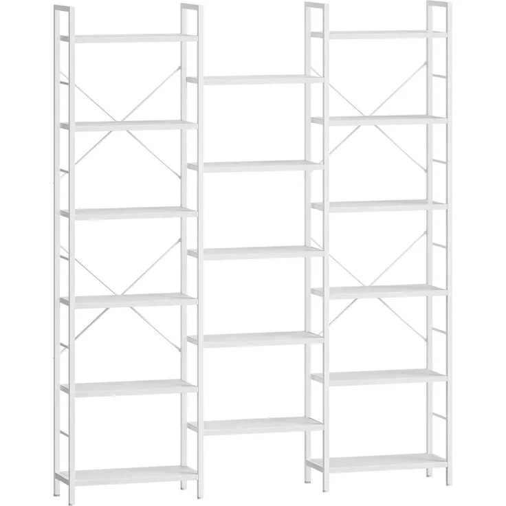 Bücherregale, Standregale, Regal mit 17 Fachböden, 6 Etagen, Verstellbarer Abstand, 24 x 152 x 186 cm, Tragfähigkeit 340 kg, Wohnzimmer, Büro, Weiß