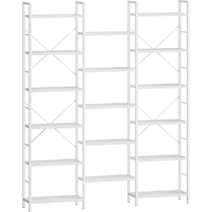Bücherregale, Standregale, Regal mit 17 Fachböden, 6 Etagen, Verstellbarer Abstand, 24 x 152 x 186 cm, Tragfähigkeit 340 kg, Wohnzimmer, Büro, Weiß – Bild 1