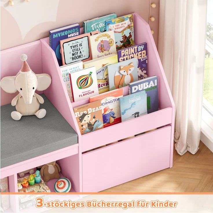 HOMECHO Spielzeugtruhe, Kinderregal, Bücherregal Kinder mit Boxen auf Rollen – Bild 4
