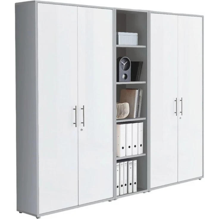 BMG Möbel Aktenschrank Büromöbel Office Edition 10 (Aktenschrank Regal Set, besteht aus 2x Aktenschrank und 1x Regal) mit viel Stauraum, abschließbar – Bild 1