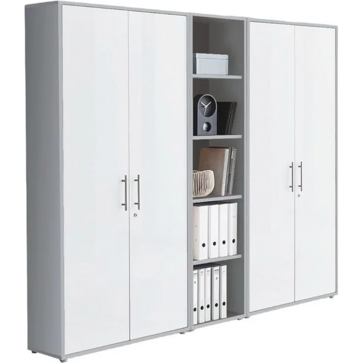BMG Möbel Aktenschrank Büromöbel Office Edition 10 (Aktenschrank Regal Set, besteht aus 2x Aktenschrank und 1x Regal) mit viel Stauraum, abschließbar