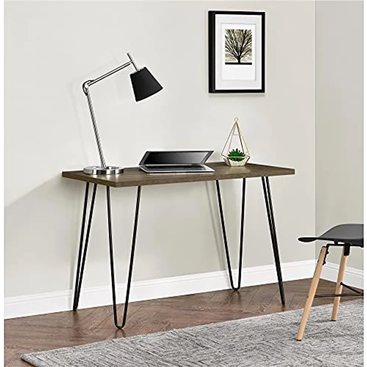 DHP Furniture Cassie Schreibtisch Walnussoptik mit schwarzen Metallbeinen (BxTxH) 101x49x68 cm – Bild 4