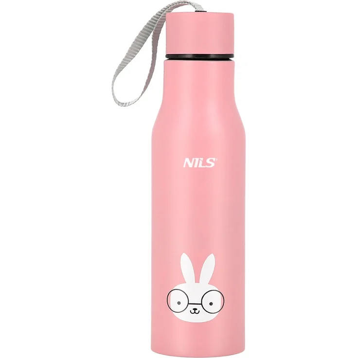 NILS Isolierbecher 500 ml Thermoflasche mit Trageschlaufe Kaninchen Design – Bild 1