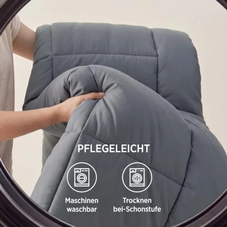 BEDSURE Bettdecke Ohne Bezug 135x200-2er Set Bettdecken mit Bezug | Bettdecke 135x200 für Allergiker Waschbare 4 Jahreszeiten Bettdecken Oeko-TEX Ganzjahresdecke Warm & Gemütlich, Grau/Hellgrau – Bild 5
